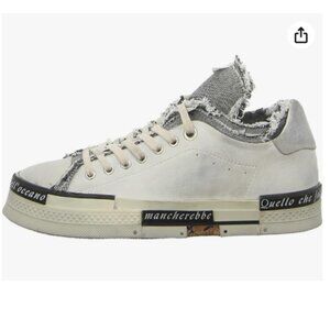 NEW REBECCA WHITE Leather Identity Sneakers in white/gray for women 1125 5t3